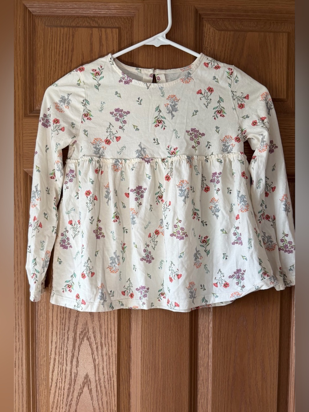Carter's Cream Floral Long-Sleeve Peplum Top